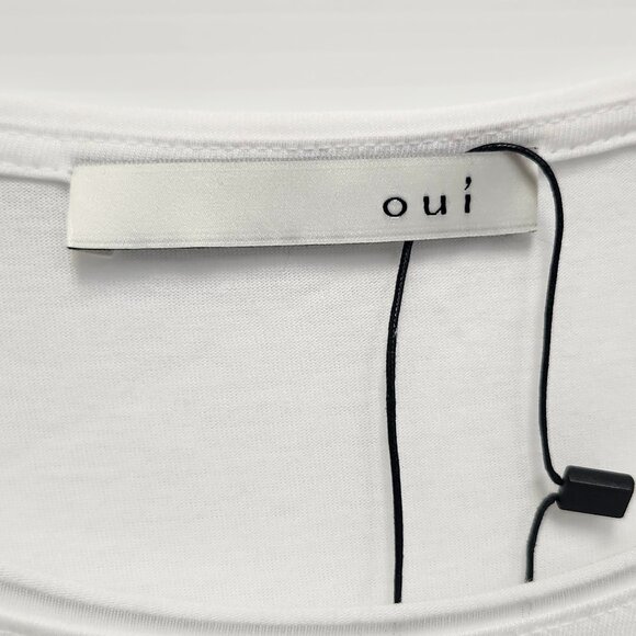 Oui Women's White/Blue Graphic "Love Yourself" Tee Size 16 - Picture 3 of 10